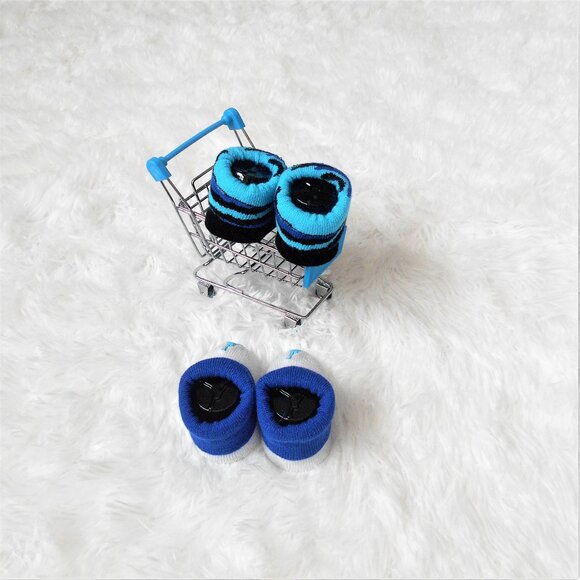 Nike Jordan Infant Booties 2 Pack Baby Newborn 0-6 Mo Blue Stripes - Picture 8 of 14